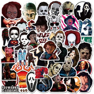 10 30 50 Stuks   Halloween Thema Horror Karakters Graffiti Waterdichte Skateboard Reis Koffer Telefoon Laptop Bagage Stickers black