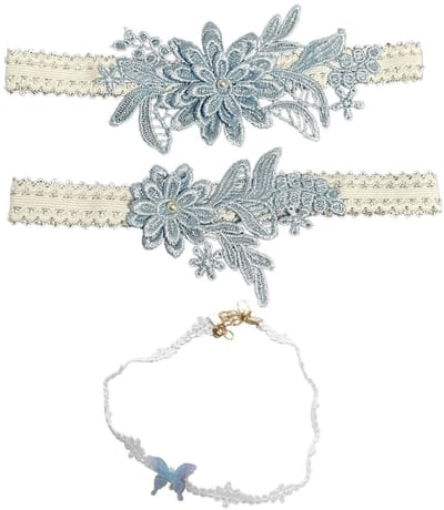 Dailygoods- Kousenbanden Bloemen - Vlinderkraag - Kanten Kousenhouders - Bruidsaccessoires - Elegante Accessoires - Maat 40-60 cm - Bruidaccessoires