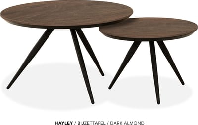 Maxfurn - Set van 2 ronde salontafels met verjongde rand | kleur: Dark almond