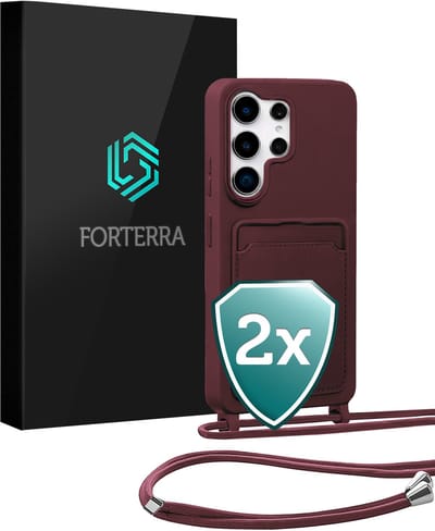 Hoesje Geschikt voor Samsung S26 Ultra Case Siliconen Hoes Met Koord - Hoes Geschikt voor Samsung Galaxy S26 Ultra Met Telefoonkoord Hoesje Backcover - Aubergine - 2 PACK