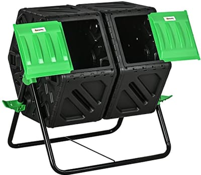 Compostbak met dubbele kamer - 360° draaibaar - 130 liter - ideaal voor keuken- en tuinafval