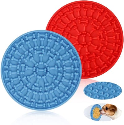 Famanu – Honden Liksteen - 2-pack Slow Feeder Pindakaas Likmat Mat Hondenbad Afleidingsapparaat Langzaam toedienende Treater Mat - Superzuiging voor zwemmen Verzorging Trimmen en hondentraining