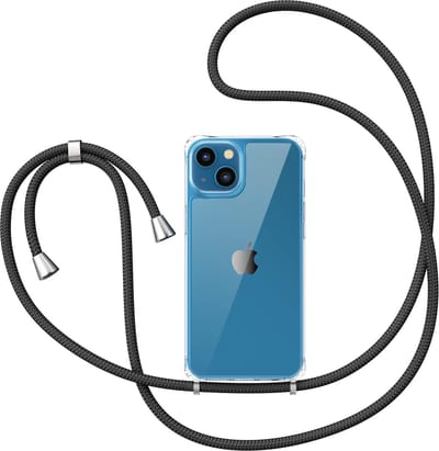Casemania Hoesje Geschikt voor Apple iPhone 15 - Transparant - Siliconen Back Cover met Koord - Telefoonhoesje met Koord - Crossbody Lanyard Cord Case