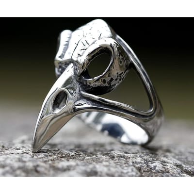 2023 Nieuwe Aankomst Ontwerp Roestvrij Staal Scandinavische Viking Raaf Dier Odin Hamer Ring Voor Mannen Amulet Sieraden Dropshipping 10 black