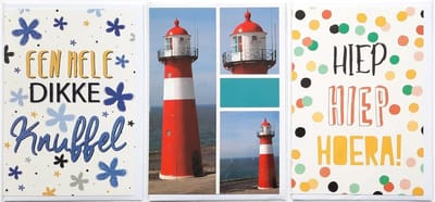 3 Wenskaarten - Hiep Hiep Hoera + Knuffel + Vuurtoren - 12 x 17 cm – VUU-301