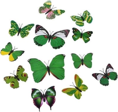 Scoby - Vlinder Magneten - 3D Wanddecoratie - Koelkaststickers - Butterfly Magnets - 24 Stuks - Groen