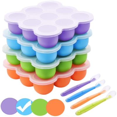 Dailygoods- Babyvoeding Bewaarbakjes - Siliconen Invriezen Container - Luchtdicht Deksel - BPA-vrij - Stapelbaar Vriezer Tray - Voor Zelfgemaakte Babypap - Invriesbak