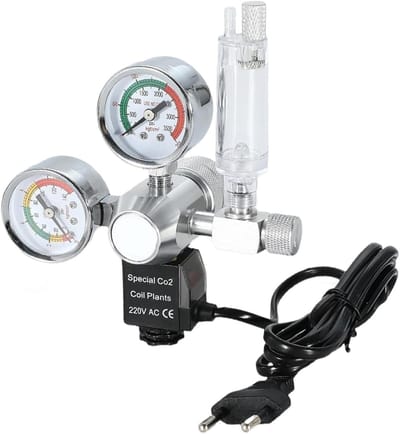 CO2 Drukregelaar voor Plantenaquarium met Dubbele Manometer, Belletjesmeter en Terugslagklep, Ideaal voor Buitengebruik en Aquariums