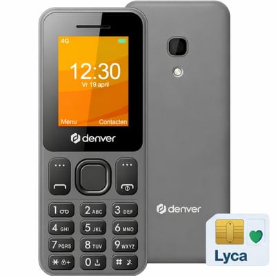 Denver - 4G Senioren Mobiele Telefoon + Simkaart Geleverd - GSM - Grote Toetsen & Cijfers - Big Button - FM Radio - Dual Sim - Simlockvrij - SOS Noodknop - Sneltoetsen