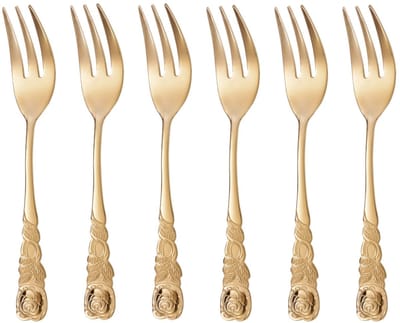 Allecto - Taartvork - Gebaksvorkjes - Goudkleurig - Roestvrij staal - 6 Stuks - Perfect voor Taart en Desserts
