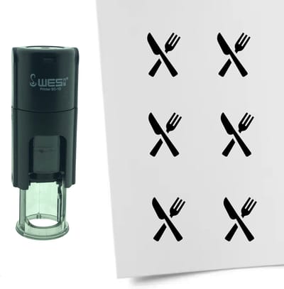CombiCraft Stempel Bestek 10mm rond - zwarte inkt