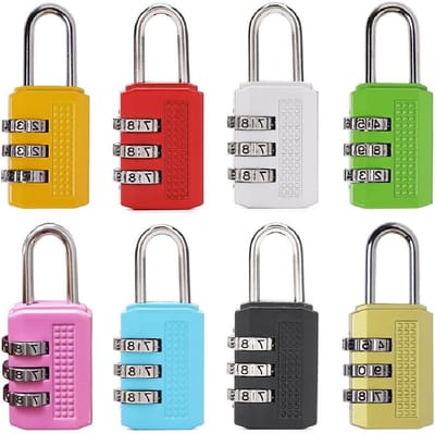 Set van 8 Combinatiesloten met 3 Cijfers voor Koffers, Handtassen en Speelgoedkasten - Veiligheidssloten in 8 Kleuren en Ideaal voor Schooltassen