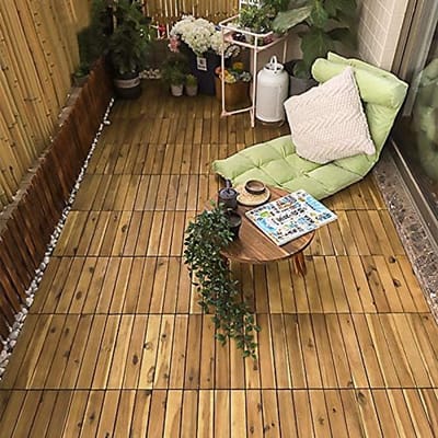 Houten Tegels - Terrastegels Balkontegels - Tuin Balkon Vloer - Eenvoudig Klik Systeem - 30 x 30 cm - Bruin