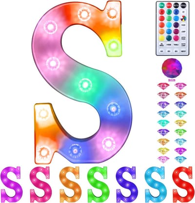 Lichtgevende Letter S - 22 cm - RGB Met Afstandsbediening
