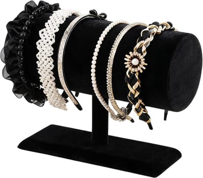 Haarbandhouder Organizer - Opbergrek Sieraden - Accessoires Presenteren - Anti-slip fluweel - 20x9x20 cm - Zwart