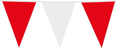 3x Giga Vlaggenlijn Rood / Wit 30x45cm 10 meter XXL - Verjaardag Feest Party Festival Poolparty Decoratie