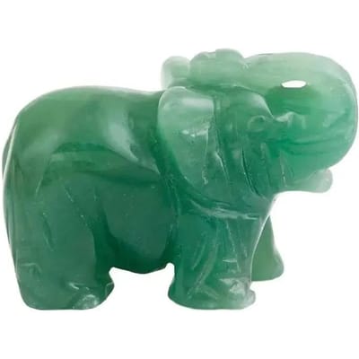 Handgesneden Natuurlijke Groene Aventurijn Jade Olifantenbeeld - Geluksbrenger en Decoratie blue