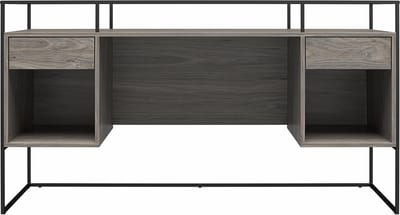 Camley-Bureau - 2-laden - Glas/Grijs MDF