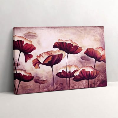 Wallfluent Foto Op Canvas Bloemen bloeiende klaprozen - 30 x 20 cm - Roze Schilderij Canvas - Bloemen en Planten Canvas Doek Foto - Natuur Schilderij Doek - Bloemen en Planten Schilderijen Op Canvas Doek