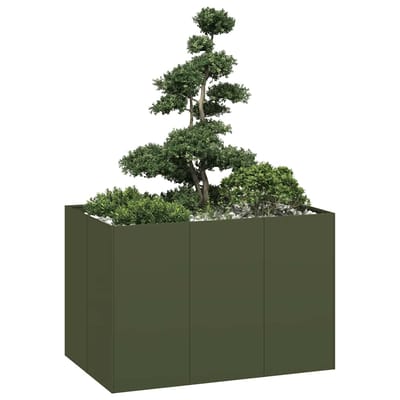 vidaXL - Plantenbak - 120x80x80 - cm - staal - olijfgroen