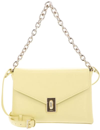 FURLA Leren Schoudertas Meridiana Crossbody Bag With Double Strap Freesia Lichtgeel