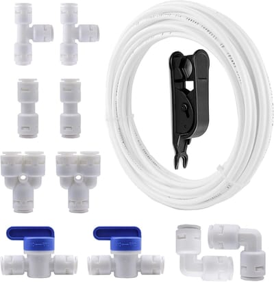 5 m Wateraanvoerlijn, Universele Aansluitset (3/8 inch), Geschikt voor RO Waterfilters, Osmose Slang en Aansluitingen met Afsluitklep