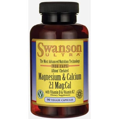 Swanson Ultra Albion magnesium en calcium 90 plantaardige capsules
