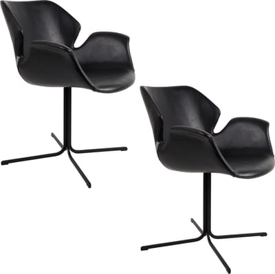 Zuiver Nikki Eetkamerstoelen Armleuning Zwart - Set van 2