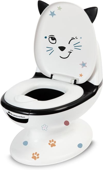 Mini Toilet - Baby Potty - Zindelijkheidstraining - Realistisch Geluid - 48 x 28 x 24 cm - Zwart Wit
