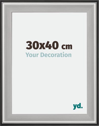 Your Decoration - Fotolijst 30x40 cm - Hout - Zwart Zilver Gepolijst - Birmingham