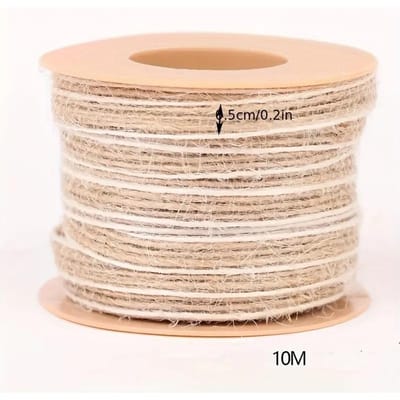 Rouleau de 10 m de tissu en jute naturel rétro grossier avec rubans mélangés, dentelle, décoration de fête de mariage, bricolage, emballage cadeau 10M beige