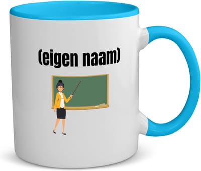 Akyol - docent met krijtbord met eigen naam koffiemok - theemok - blauw - Docent - leraren - jufvrouw - cadeau - verjaardag - kado - 350 ML inhoud