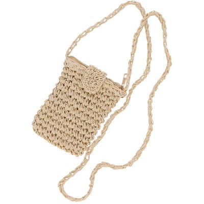 Telefoontas Dames - Gevlochten Stro - Telefoontasje - Telefoontasje dames crossbody - Telefoontasje dames - Telefoon tasje