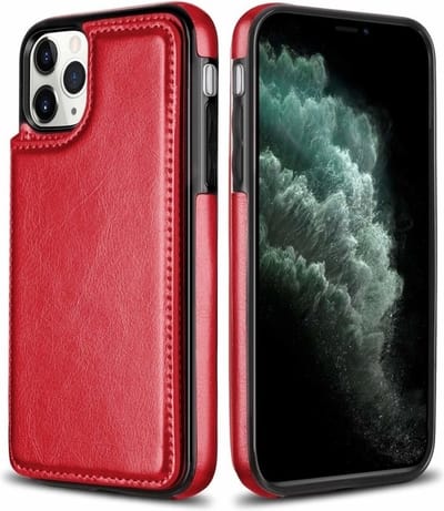 ShieldCase Wallet case geschikt voor Apple iPhone 12 / 12 Pro - Leren bookcase met ruimte voor meerdere pasjes - Klaphoesje - Te gebruiken als standaard - rood