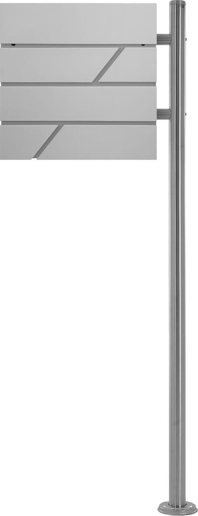 Staande brievenbus met krantenvak 37x37x11 cm lichtgrijs roestvrij staal incl. staander zilver 120cm hoog ML-Design