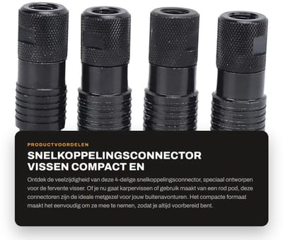 Dailygoods- Snelkoppelingsconnector 4-delige Set - Aluminiumlegering - Compact Formaat - Lichtgewicht - Corrosiebestendig - Afmetingen 60 x 16 mm - Connector