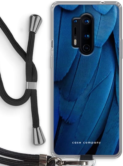 Case Company® - Hoesje met koord geschikt voor OnePlus 8 Pro hoesje met Koord - Pauw - Telefoonhoesje met Zwart Koord - Bescherming aan alle Kanten en Over de Schermrand