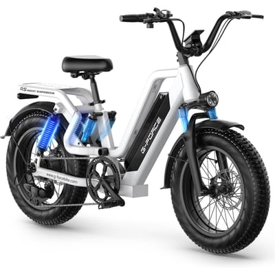 Vélo Électrique Tout-Terrain G-FORCE RS ST 20 pouces, Batterie 48V 25AH, Freins à Disque Hydrauliques blanc