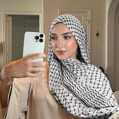 Écharpe Style Arabe Foulard Femme Designer Imprimé Carreaux Hijab Châles Doux Et Enveloppes Pashmina Bandana Foulard Musulman 138x138cm gray
