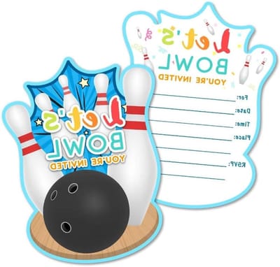 Allecto Plus - 15 Bowling Uitnodigingskaarten voor Verjaardagsfeest - Kinderen - Jongens en Meisjes