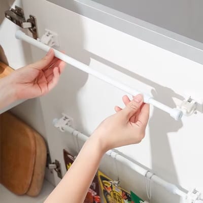 Span-gordijnroede, verstelbaar & zonder boren (30–50 cm, Ø 1,3 cm) — Ideaal voor badkamers, ramen & kasten; perfect voor huurders & doe-het-zelfprojecten — 2-pack
