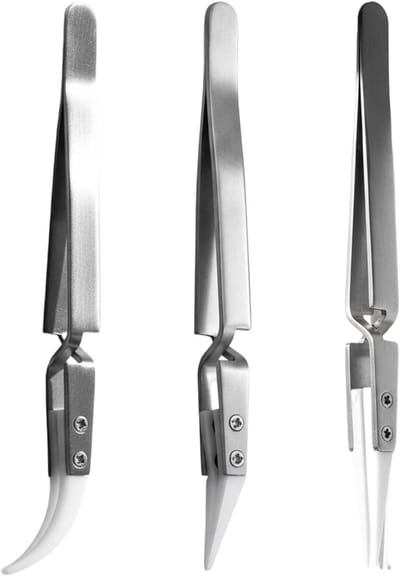 Keramische Pincetten Set - Precisie Pincetten - Elektronica Reparatie - Hittebestendig en Antimagnetisch - 3 Stuks - Zilverkleurig