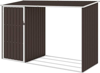 Houtopslag Tuin - Houtschuur - Bescherming Buiten - Gegalvaniseerd Staal - 245 cm Breed - Bruin