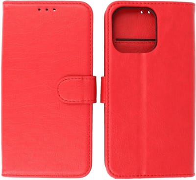 LuxeBass Boekhoesje geschikt voor iPhone 13 Pro Max - Rood gsm hoesje - telefoonhoes - telefoonhoesjes