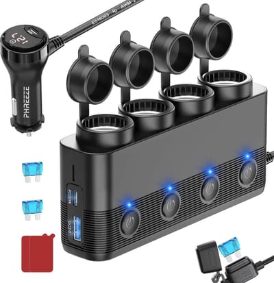216w Auto Sigarettenaansteker Splitter - 24V 12V usb Autolader Adapter - Usb-C Auto Oplader met 7 Aansluitingen - 3 usb Poorten - Omvormer / Verdeler - Autoladers - Autostekker