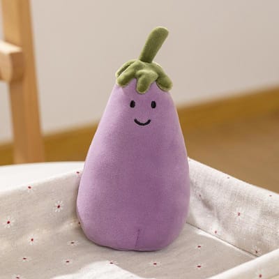 Aubergine Pop Pop Paarse Aubergine Hoofd Britse Pluche Kussen Cadeau 17cm gray