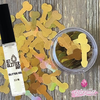 GetGlitterBaby® - Chunky Festival Glitters Sterretjes voor Lichaam en Gezicht Jewels Gel Glitterlijm Huid lijm Gold / Bio Vegan Biodegradable Biologische Face Body Glitter Piemels + Glittergel Huidlijm