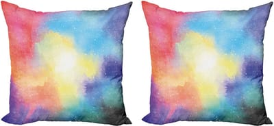ABAKUHAUS Kussenhoes – 50x50 cm – Aquarel Sterren-Galaxie – Dubbelzijdig bedrukt