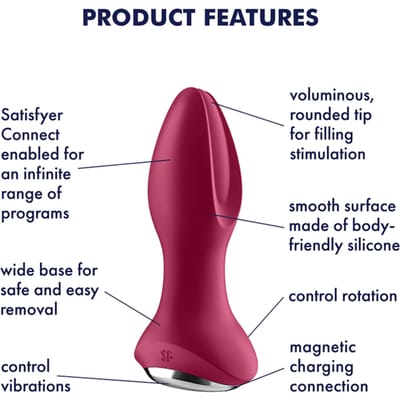 Satisfyer, Bluetooth anaal-vibrator, 'Rotator Plug 2 Connect App', 12,5 cm, met app, 2 in 1: vibrerende en roterende balletjes, 2 motoren