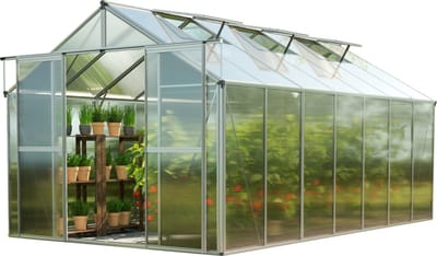 GFP tuinkas TOPAS 7 aluminium 225x449 cm, 6 mm kanaalplaten polycarbonaat, stabiel & weerbestendig
